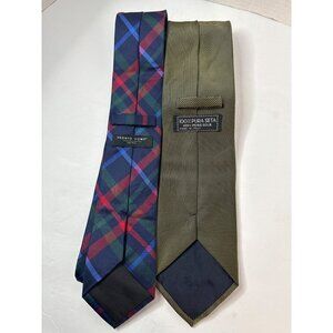 Bundle of 2 Men’s 100% Silk Ties Classic Preppy Old Money Style Necktie Lot